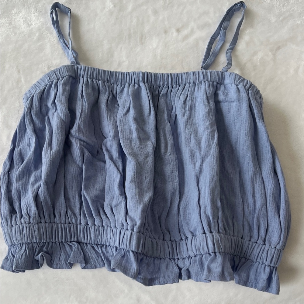 Hollister Light Blue Ruffled Top